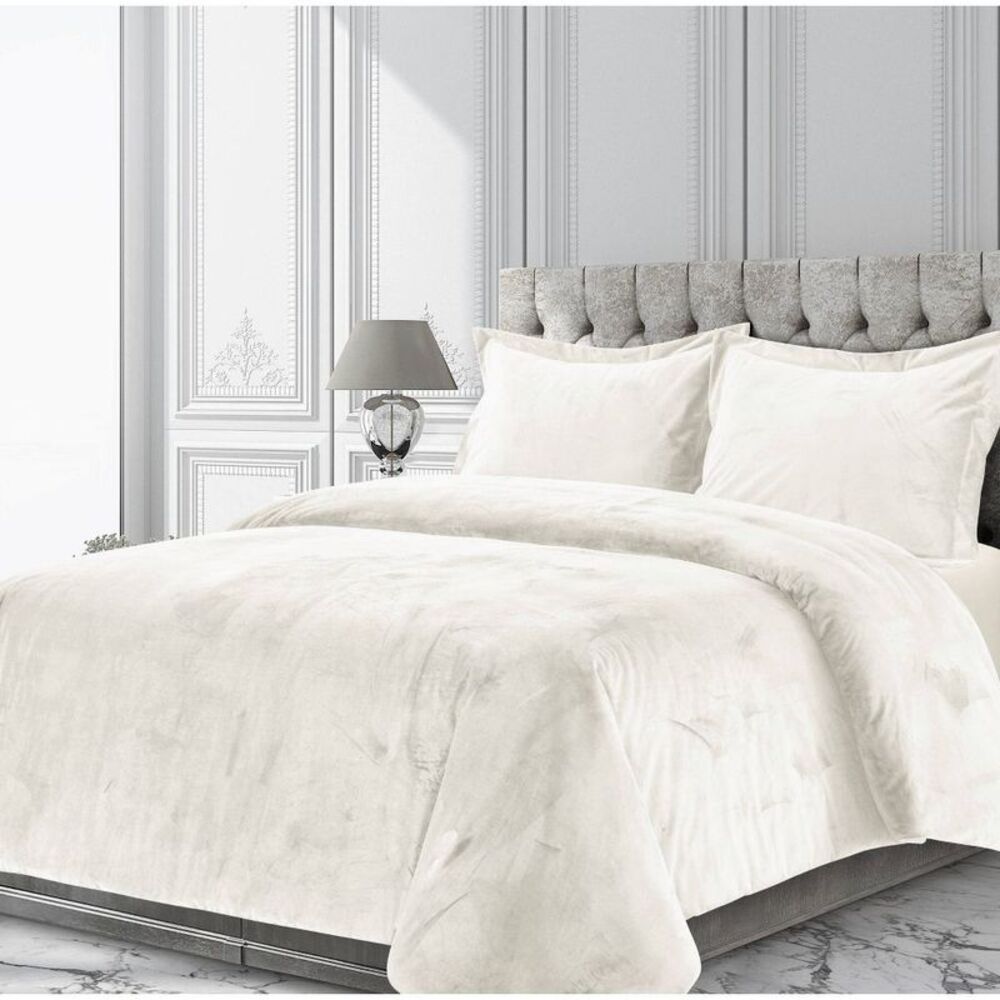 Open Box - Tribeca Living - 2pc Twin Venice Velvet Oversized Solid  Ivory